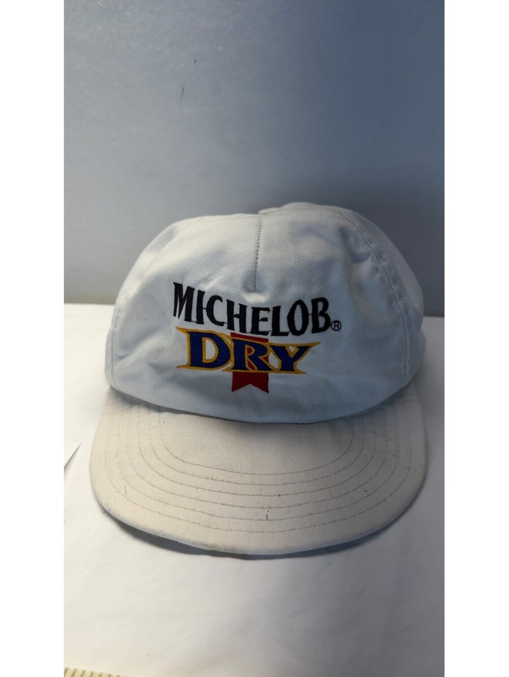 Vintage Michelob Dry Beer Snapback Hat Cap White Made in USA E-2